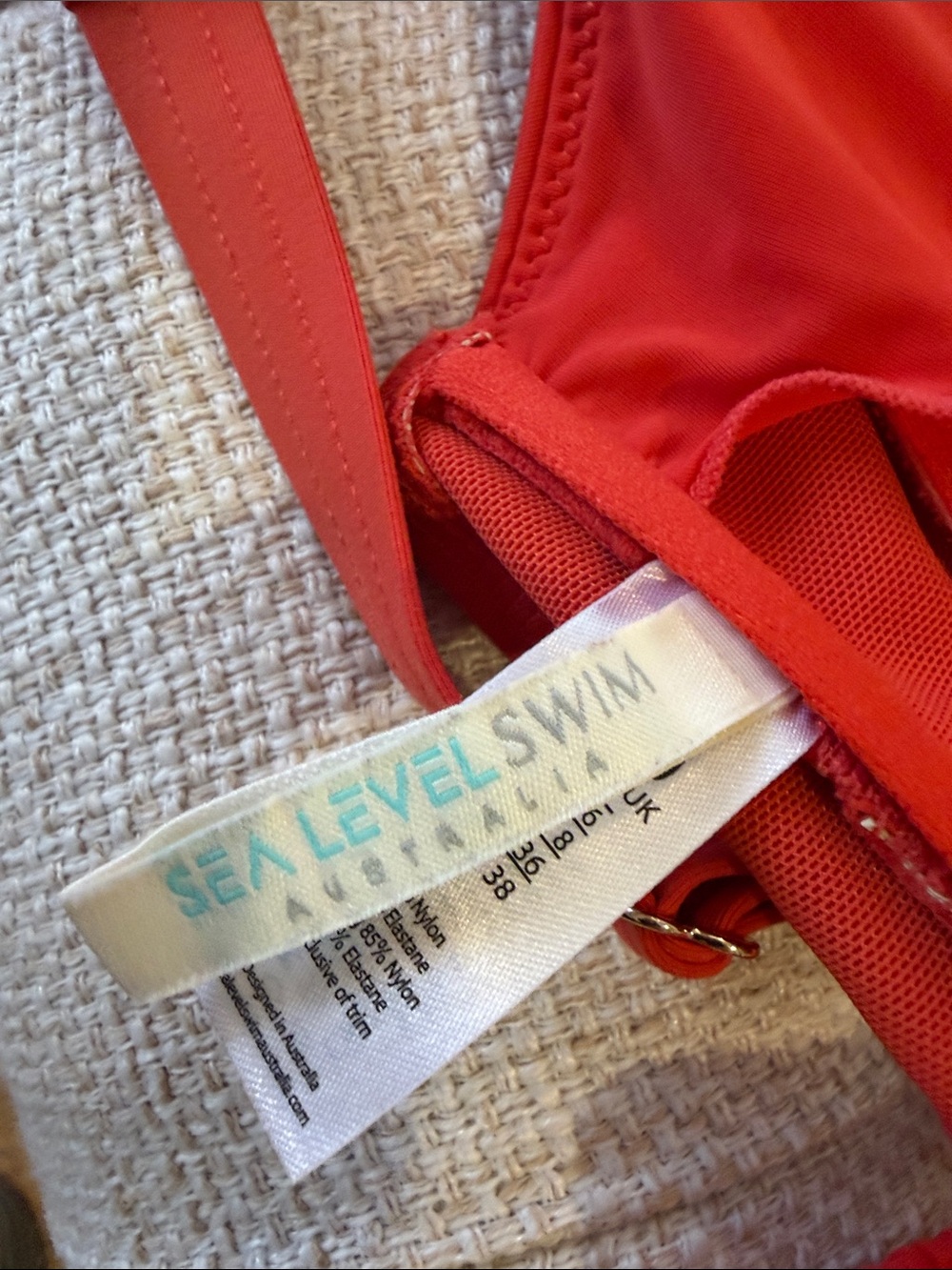 Sea Level/Aerie Red Two-Piece Bikini Set - Textured aerie Bottoms S Sz 6 SL Top - Picture 6 of 11